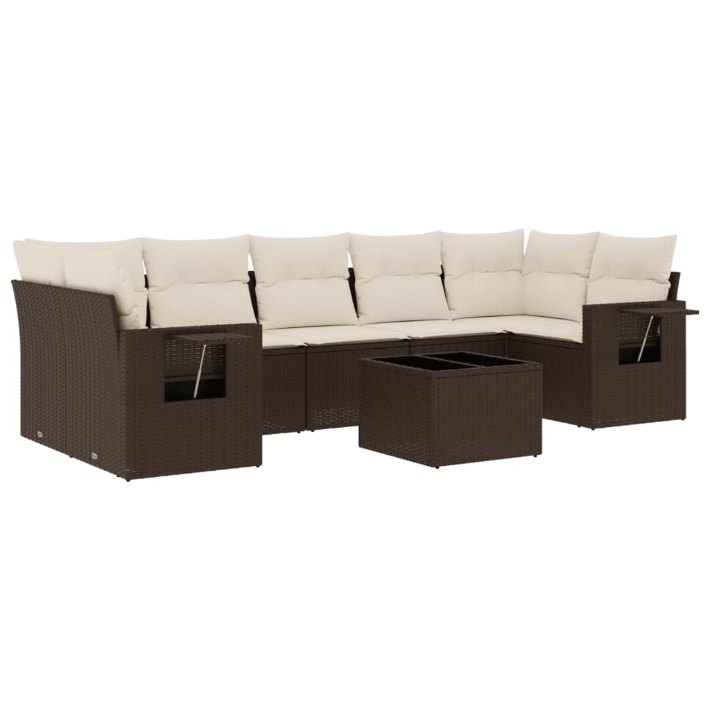 8-delige Loungeset met kussens poly rattan bruin is nu te koop bij PeponiXL, paradijselijk wonen!