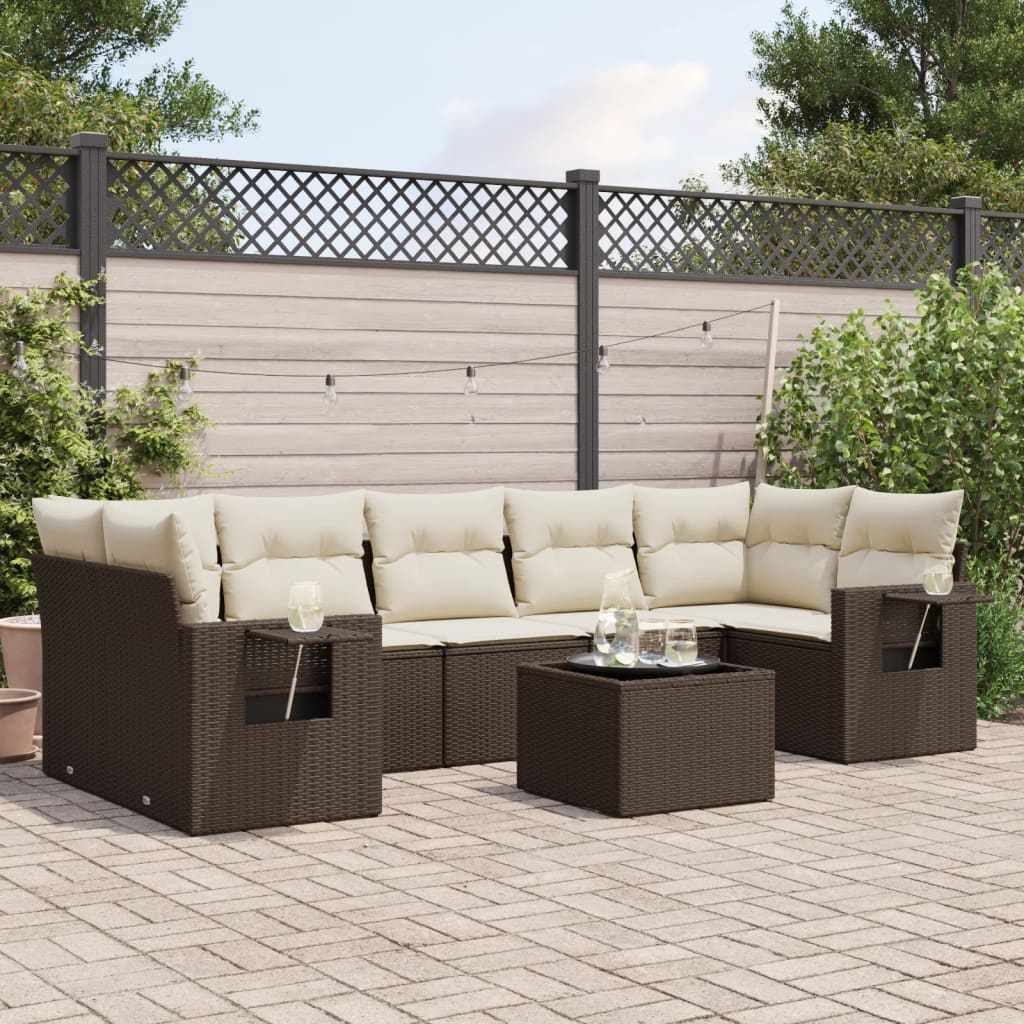 8-delige Loungeset met kussens poly rattan bruin is nu te koop bij PeponiXL, paradijselijk wonen!