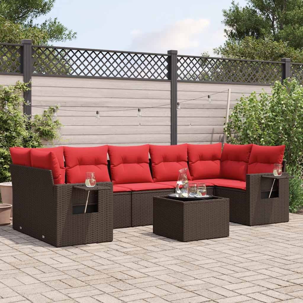 8-delige tuinbankset met kussens, bruin polyrotan is nu te koop bij PeponiXL, paradijselijk wonen!