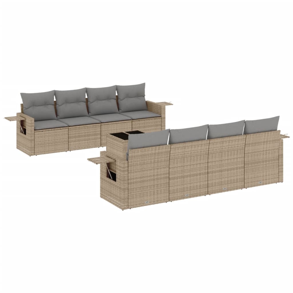 9-delige Loungeset met kussens poly rattan beige is nu te koop bij PeponiXL, paradijselijk wonen!