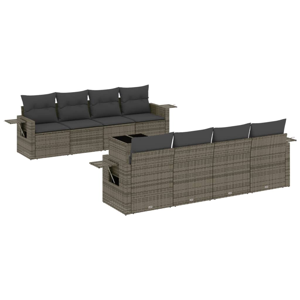 9-delige Loungeset met kussens poly rattan grijs is nu te koop bij PeponiXL, paradijselijk wonen!