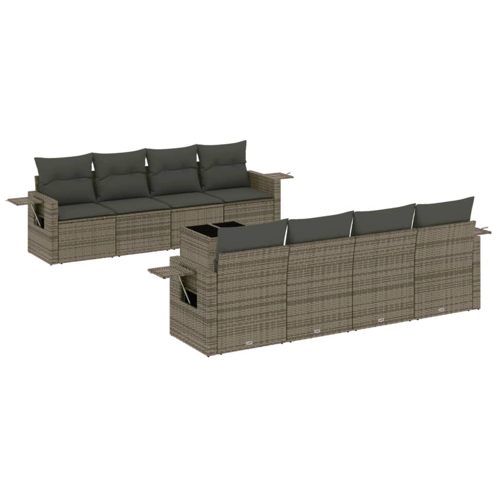 9-delige Loungeset met kussens poly rattan lichtgrijs is nu te koop bij PeponiXL, paradijselijk wonen!