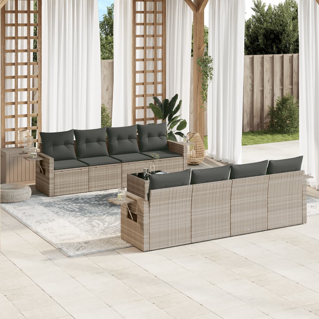 9-delige Loungeset met kussens poly rattan lichtgrijs is nu te koop bij PeponiXL, paradijselijk wonen!