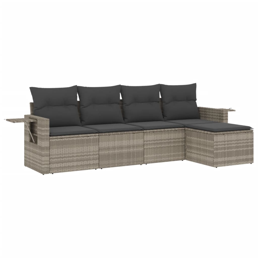 5-delige Loungeset met kussens poly rattan lichtgrijs is nu te koop bij PeponiXL, paradijselijk wonen!