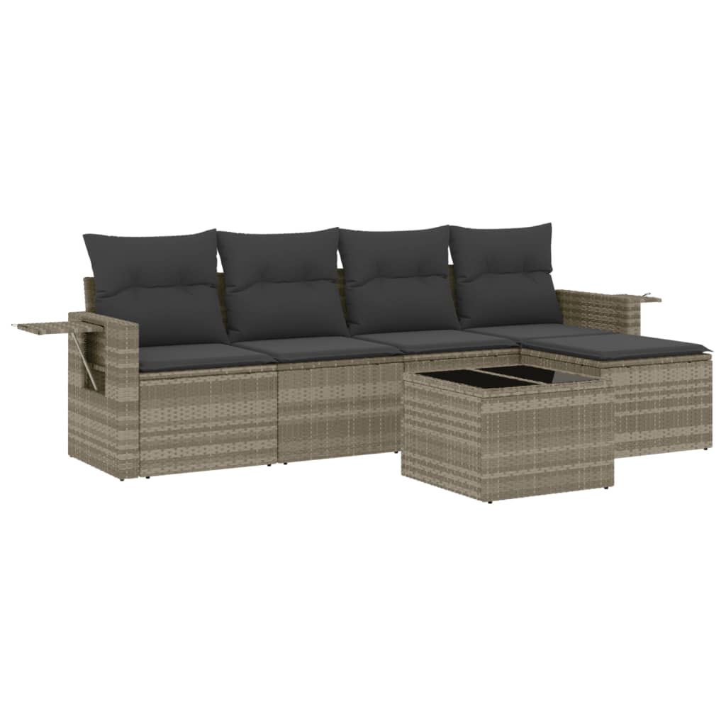 6-delige Loungeset met kussens poly rattan lichtgrijs is nu te koop bij PeponiXL, paradijselijk wonen!