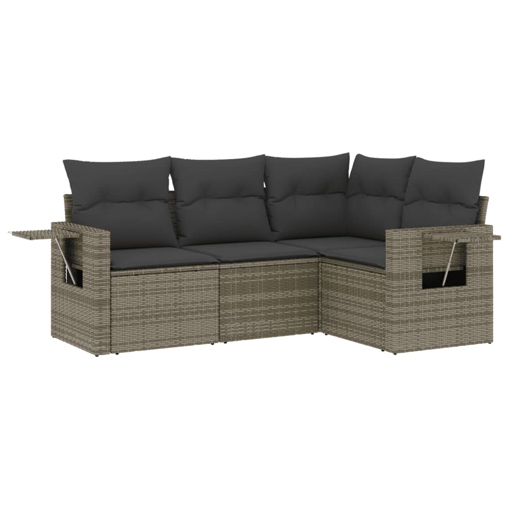 4-delige Loungeset met kussens poly rattan grijs is nu te koop bij PeponiXL, paradijselijk wonen!
