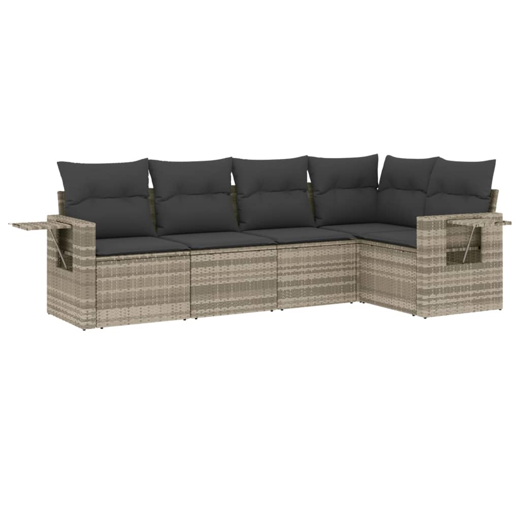 5-delige Loungeset met kussens poly rattan lichtgrijs is nu te koop bij PeponiXL, paradijselijk wonen!