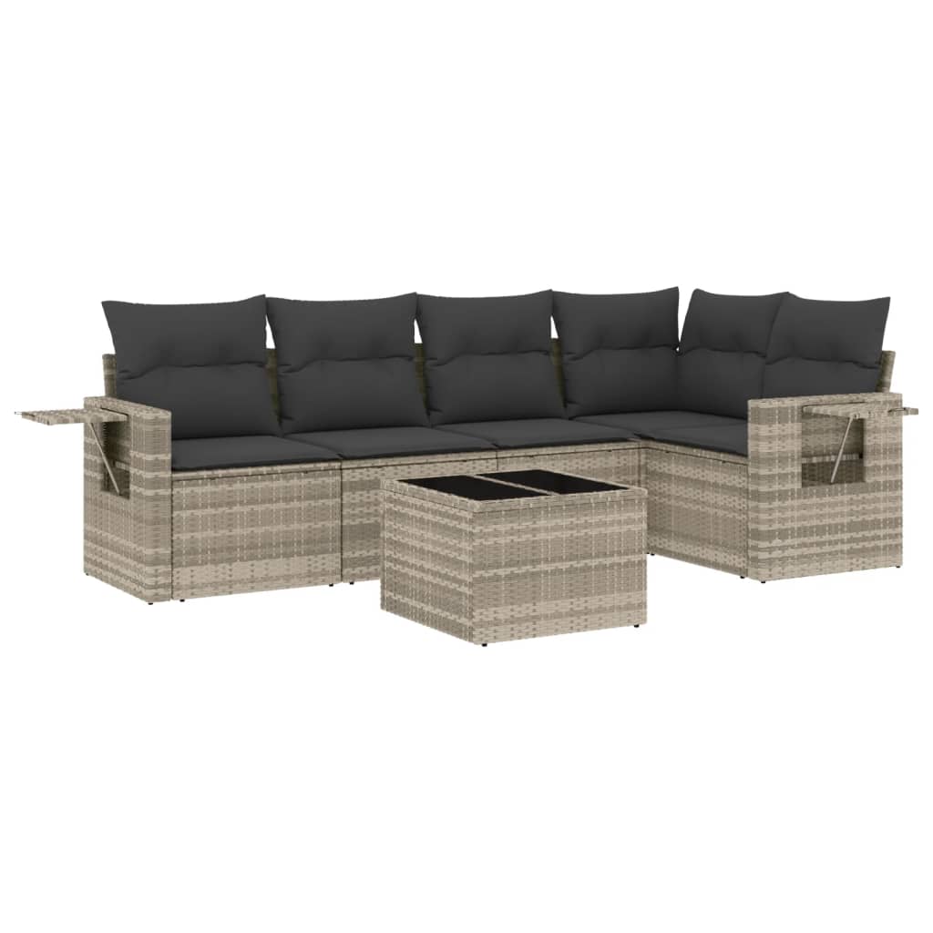 6-delige Loungeset met kussens poly rattan lichtgrijs is nu te koop bij PeponiXL, paradijselijk wonen!