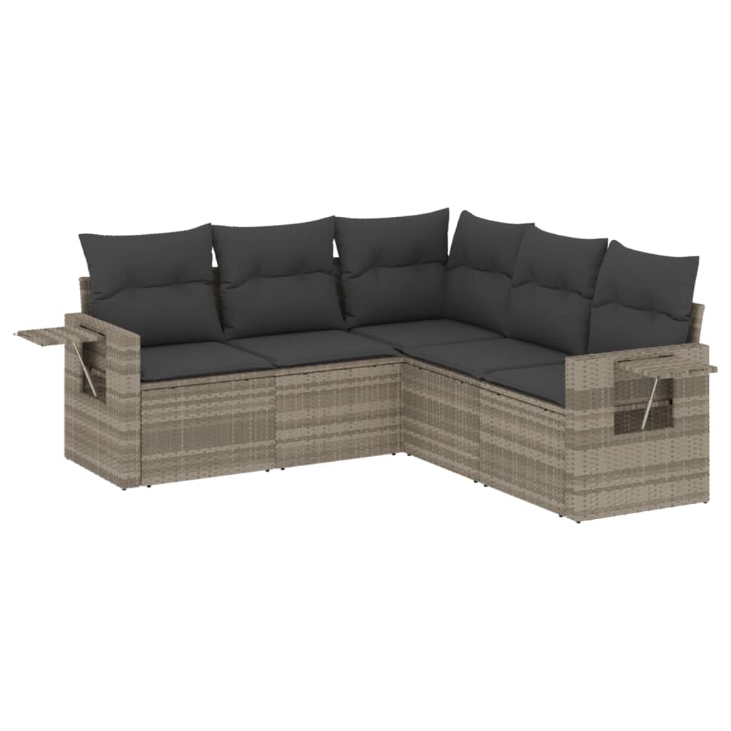 5-delige Loungeset met kussens poly rattan lichtgrijs is nu te koop bij PeponiXL, paradijselijk wonen!