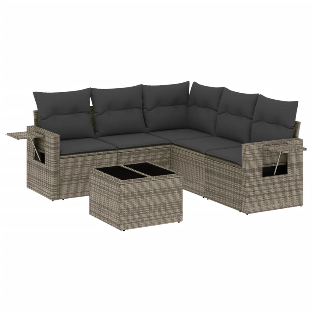 6-delige Loungeset met kussens poly rattan grijs is nu te koop bij PeponiXL, paradijselijk wonen!