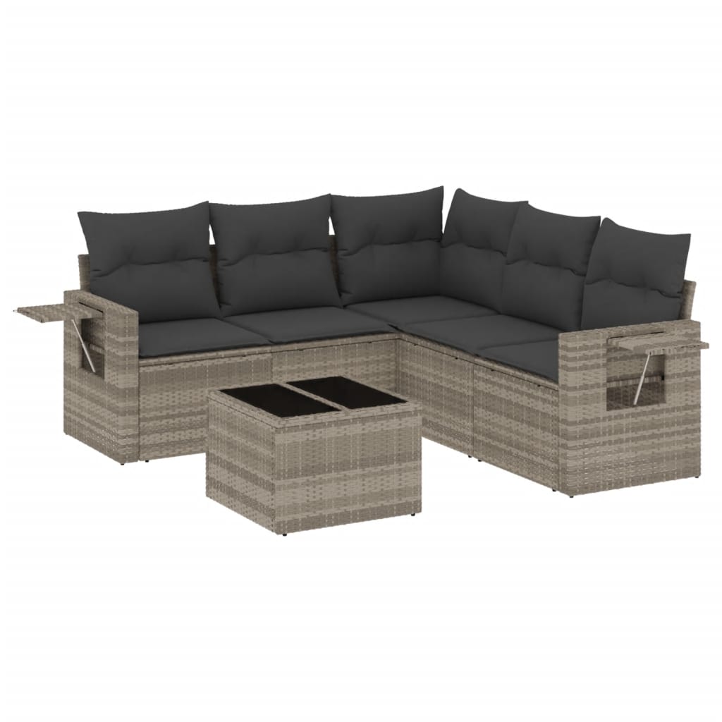 6-delige Loungeset met kussens poly rattan lichtgrijs is nu te koop bij PeponiXL, paradijselijk wonen!