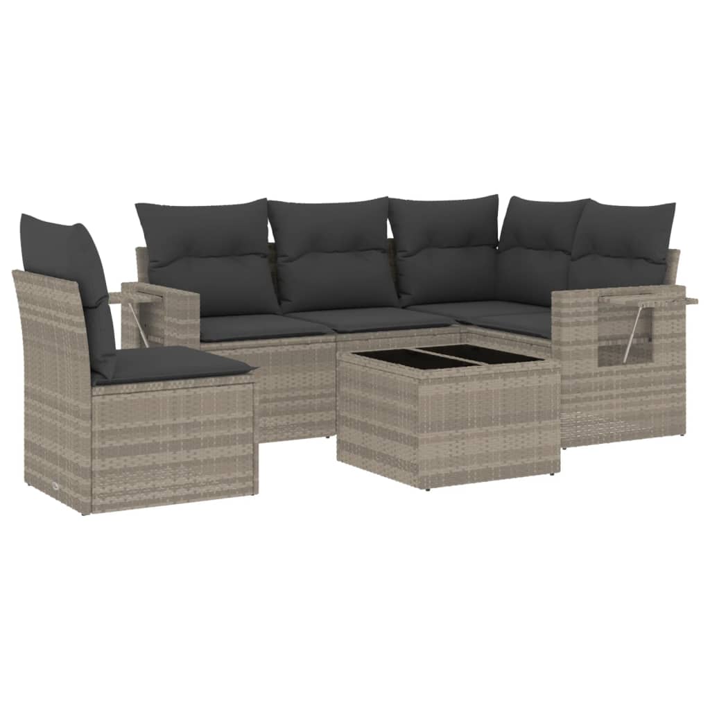 6-delige Loungeset met kussens poly rattan lichtgrijs is nu te koop bij PeponiXL, paradijselijk wonen!