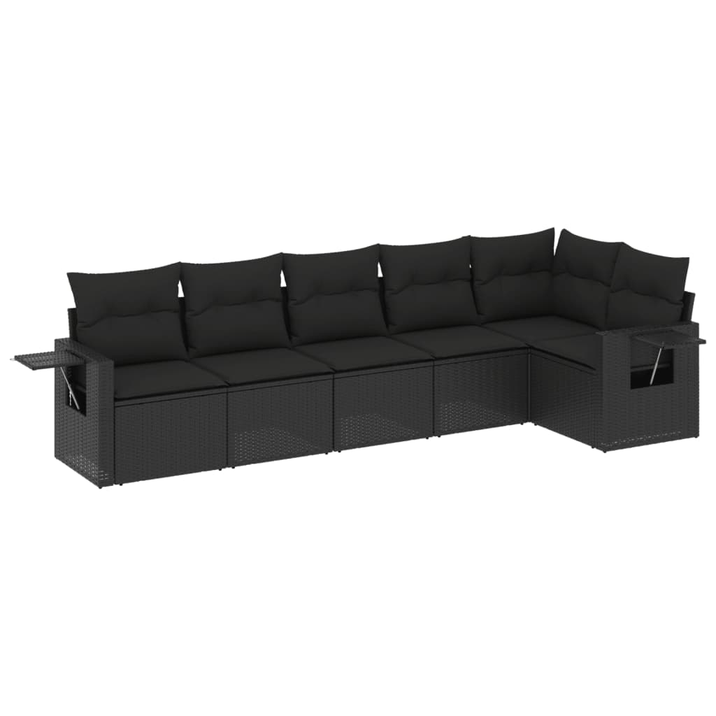 6-delige Loungeset met kussens poly rattan zwart is nu te koop bij PeponiXL, paradijselijk wonen!