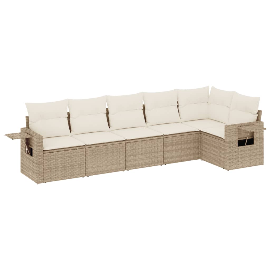 6-delige Loungeset met kussens poly rattan beige is nu te koop bij PeponiXL, paradijselijk wonen!