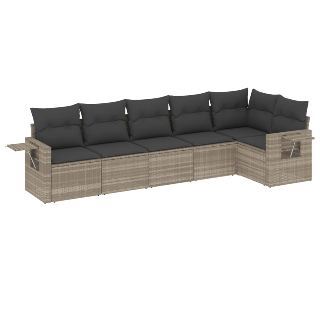 6-delige Loungeset met kussens poly rattan lichtgrijs is nu te koop bij PeponiXL, paradijselijk wonen!