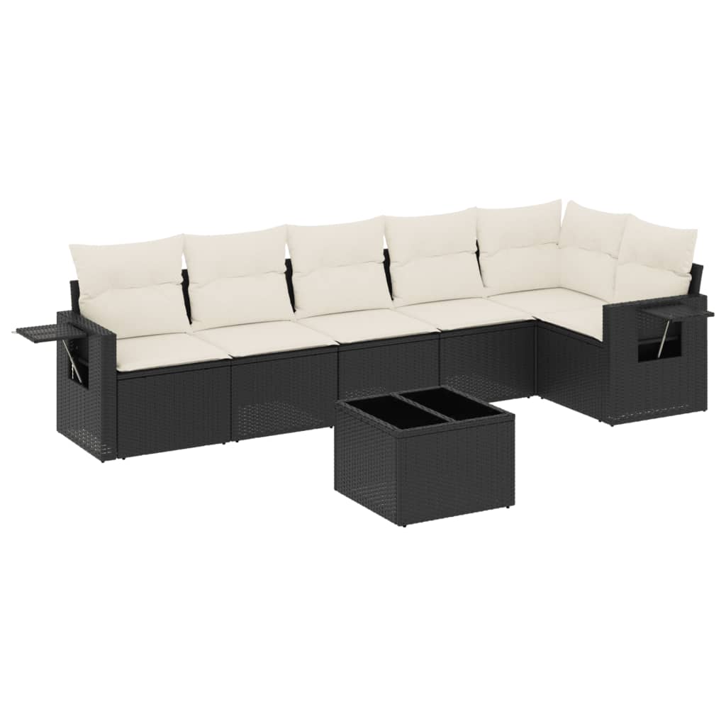 7-delige Loungeset met kussens poly rattan zwart is nu te koop bij PeponiXL, paradijselijk wonen!