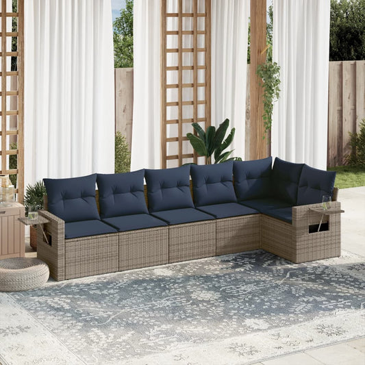 7-delige tuinbankset met kussens, grijs polyrotan is nu te koop bij PeponiXL, paradijselijk wonen!