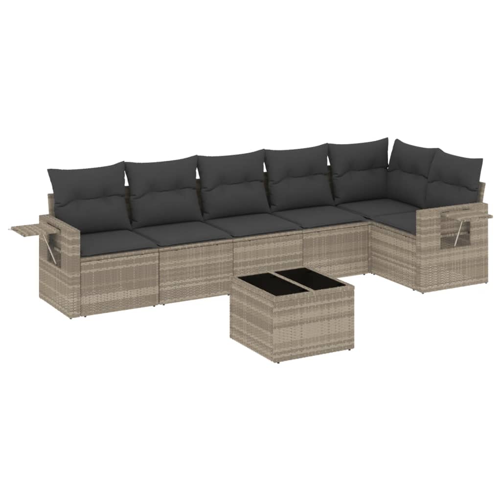 7-delige Loungeset met kussens poly rattan lichtgrijs is nu te koop bij PeponiXL, paradijselijk wonen!