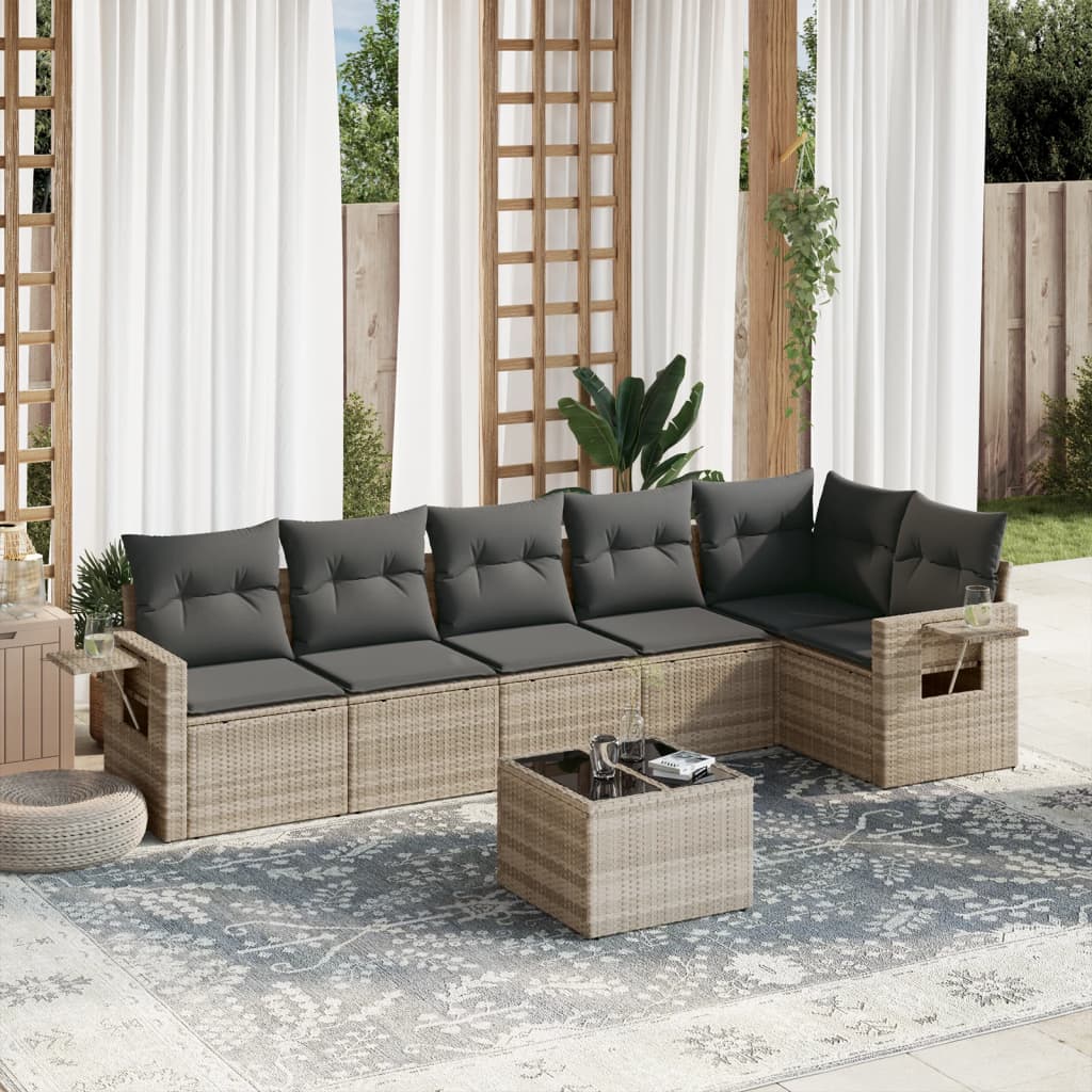 7-delige Loungeset met kussens poly rattan lichtgrijs is nu te koop bij PeponiXL, paradijselijk wonen!