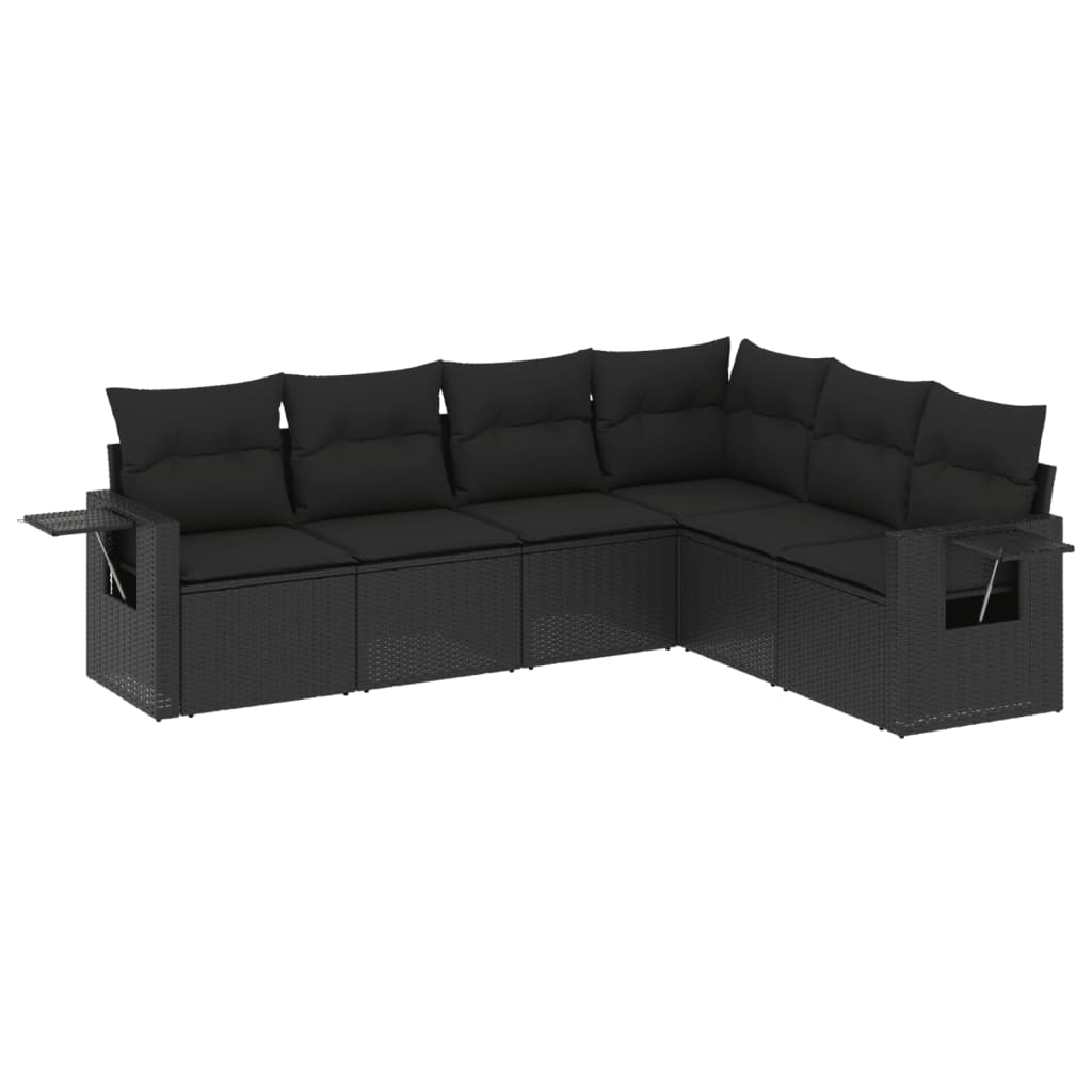 6-delige Loungeset met kussens poly rattan zwart is nu te koop bij PeponiXL, paradijselijk wonen!