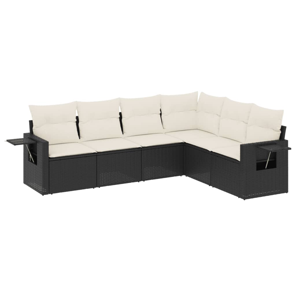 6-delige Loungeset met kussens poly rattan zwart is nu te koop bij PeponiXL, paradijselijk wonen!