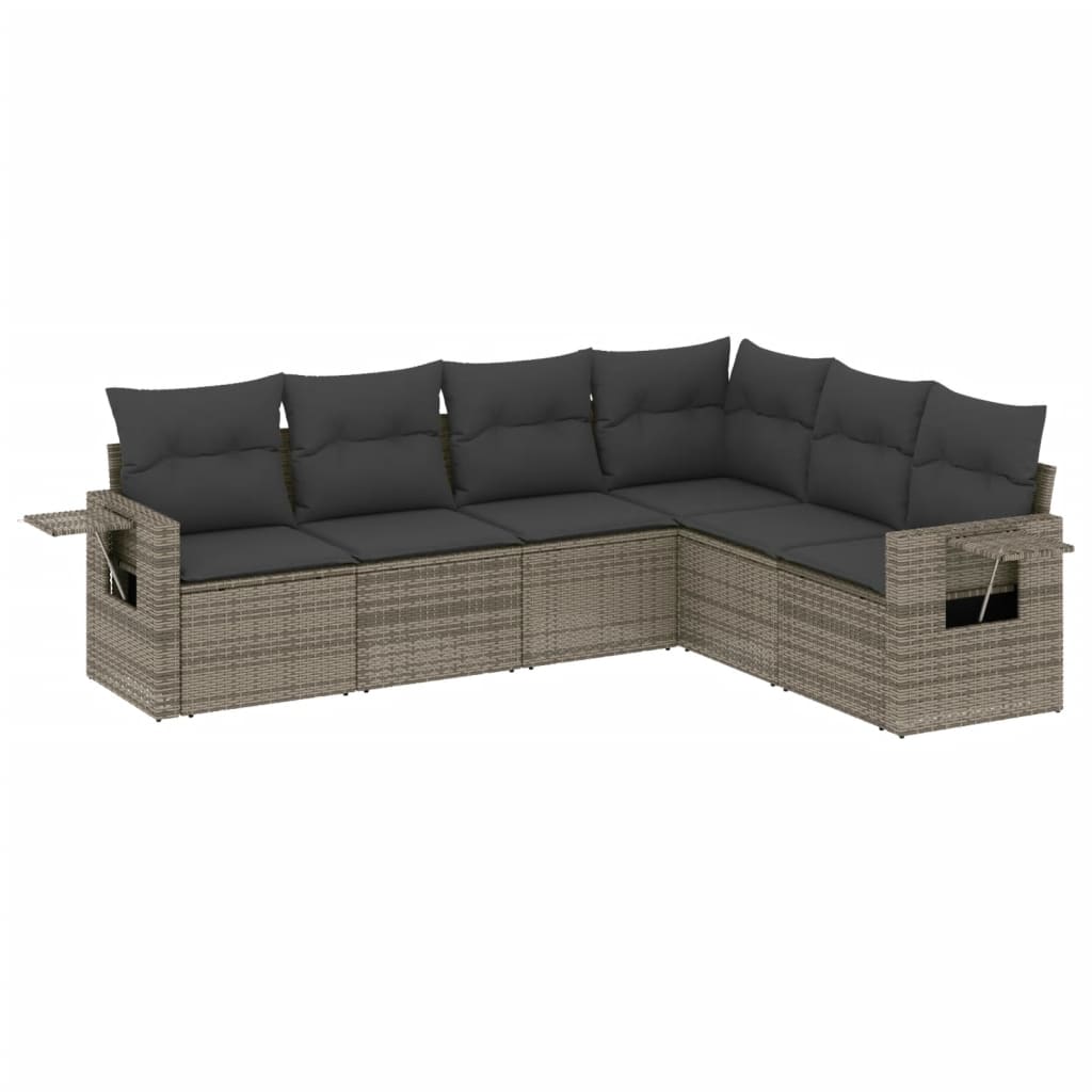 6-delige Loungeset met kussens poly rattan grijs is nu te koop bij PeponiXL, paradijselijk wonen!