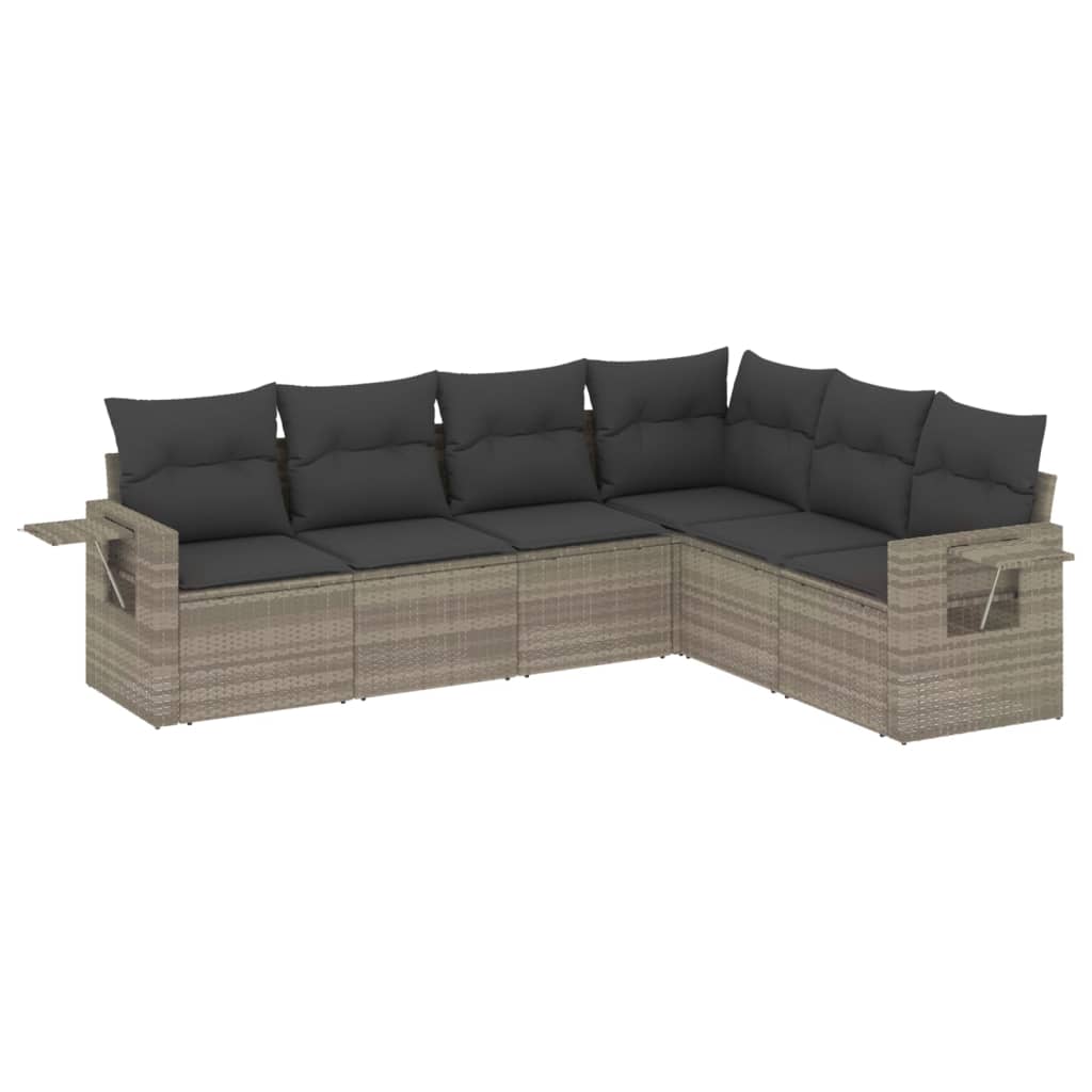 6-delige Loungeset met kussens poly rattan lichtgrijs is nu te koop bij PeponiXL, paradijselijk wonen!