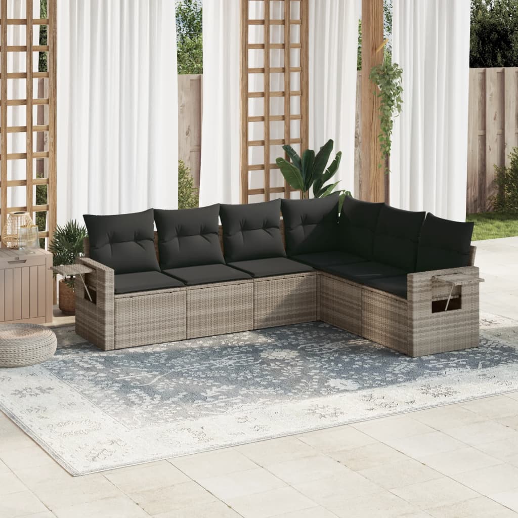 6-delige Loungeset met kussens poly rattan lichtgrijs is nu te koop bij PeponiXL, paradijselijk wonen!