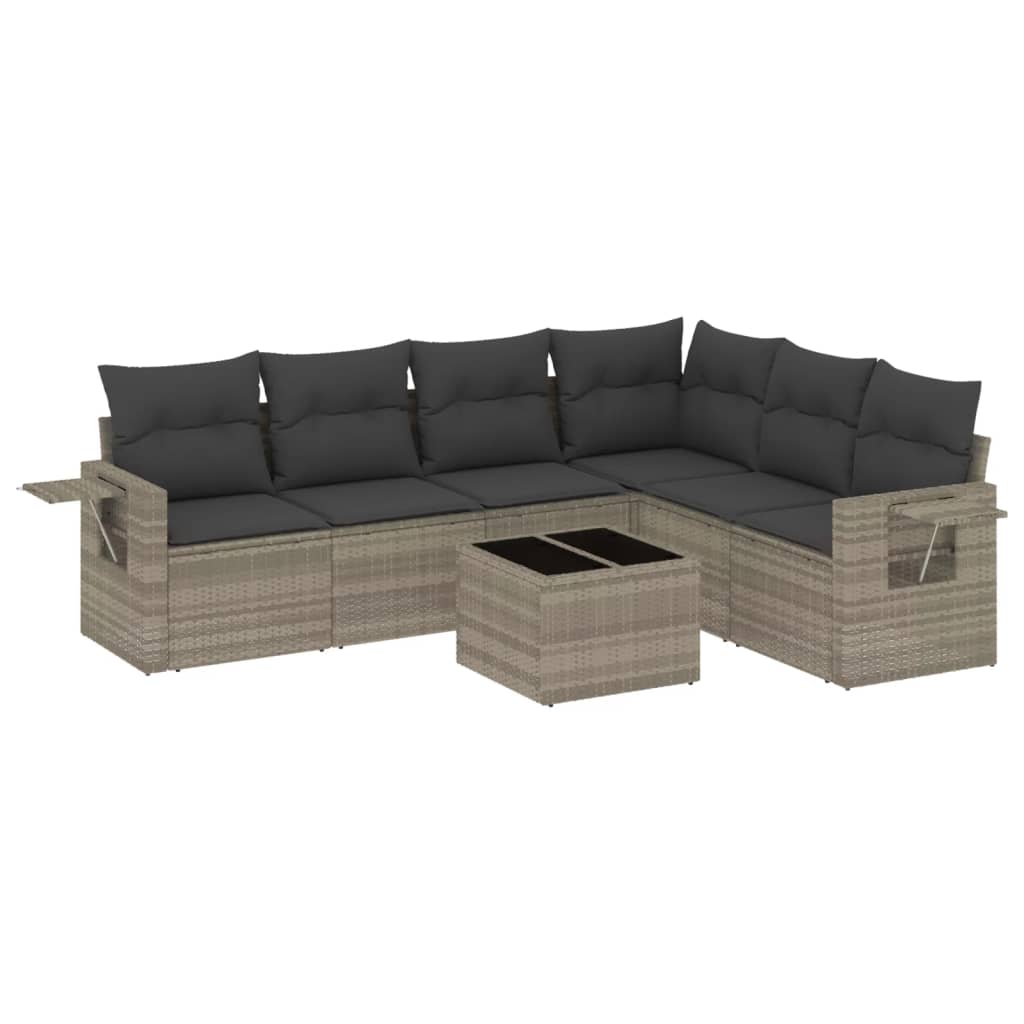 7-delige Loungeset met kussens poly rattan lichtgrijs is nu te koop bij PeponiXL, paradijselijk wonen!