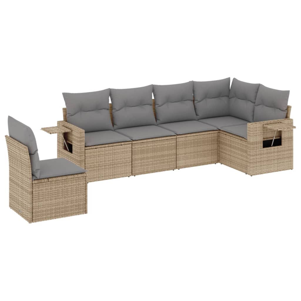 6-delige Loungeset met kussens poly rattan beige is nu te koop bij PeponiXL, paradijselijk wonen!