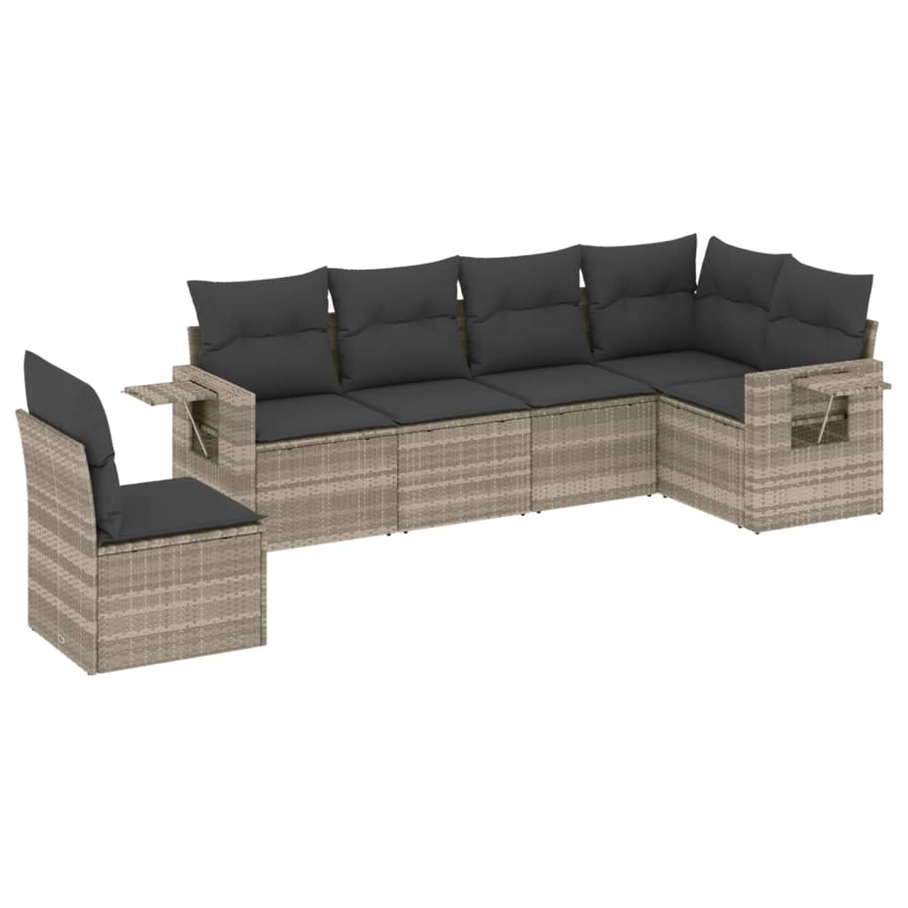 6-delige Loungeset met kussens poly rattan lichtgrijs is nu te koop bij PeponiXL, paradijselijk wonen!