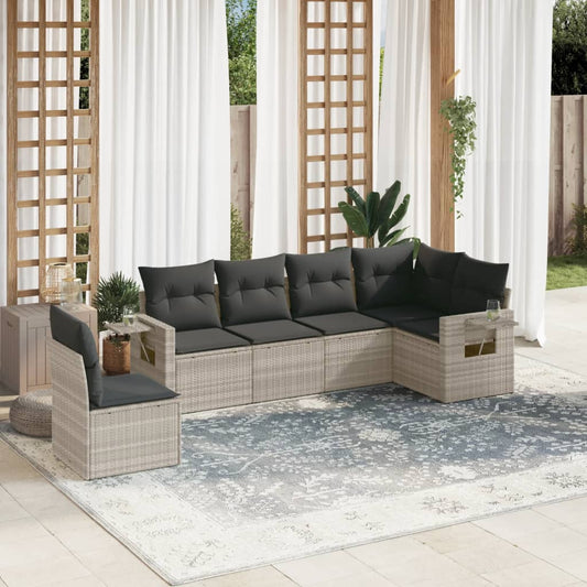 6-delige Loungeset met kussens poly rattan lichtgrijs is nu te koop bij PeponiXL, paradijselijk wonen!