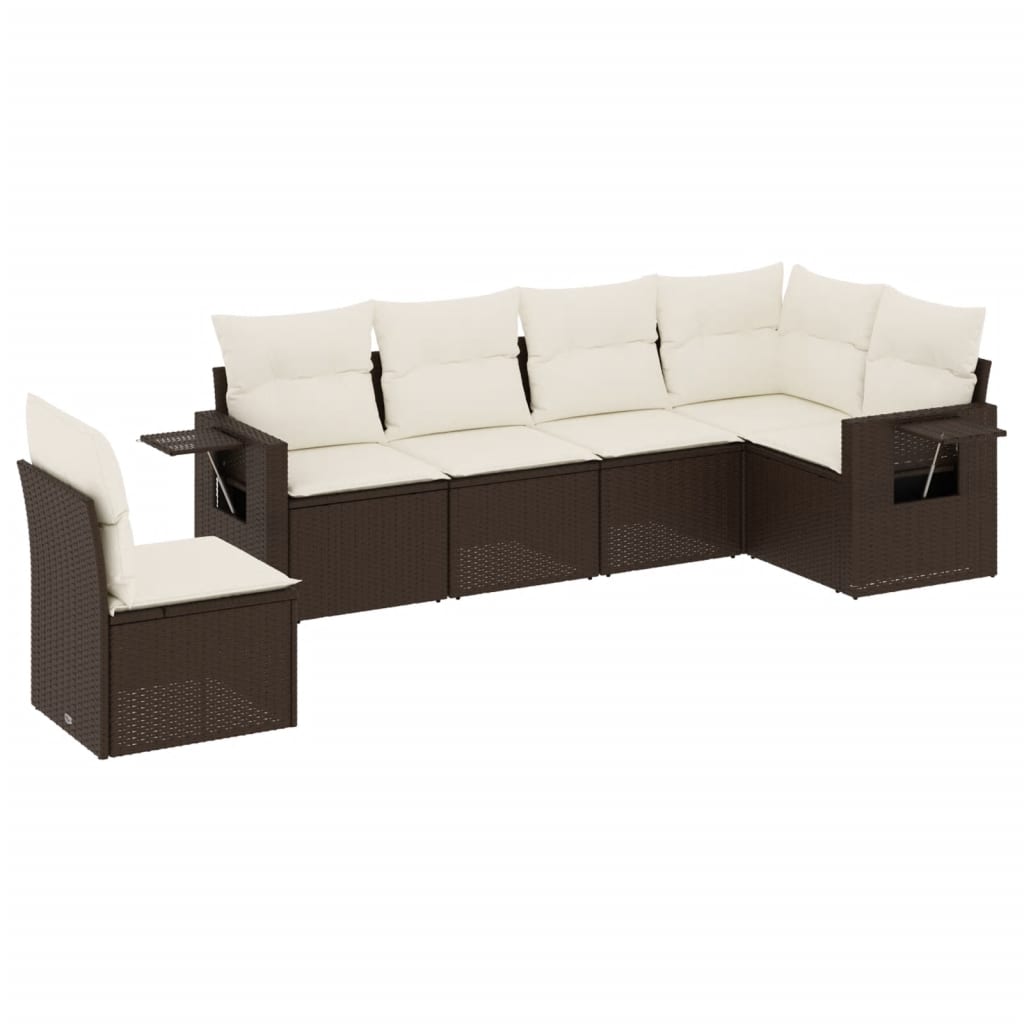 6-delige Loungeset met kussens poly rattan bruin is nu te koop bij PeponiXL, paradijselijk wonen!