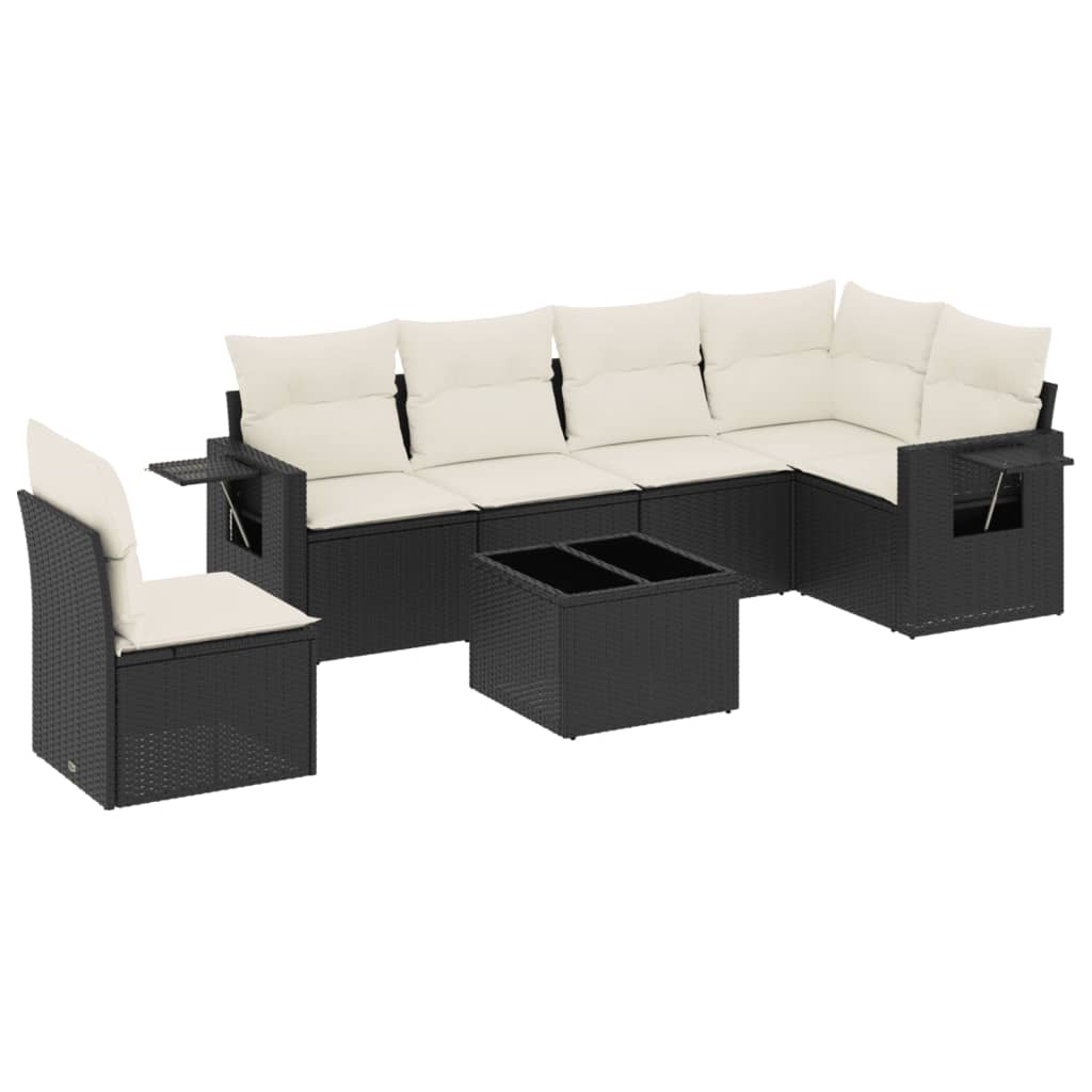 7-delige Loungeset met kussens poly rattan zwart is nu te koop bij PeponiXL, paradijselijk wonen!