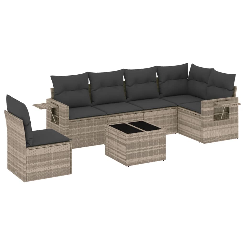 7-delige Loungeset met kussens poly rattan lichtgrijs is nu te koop bij PeponiXL, paradijselijk wonen!