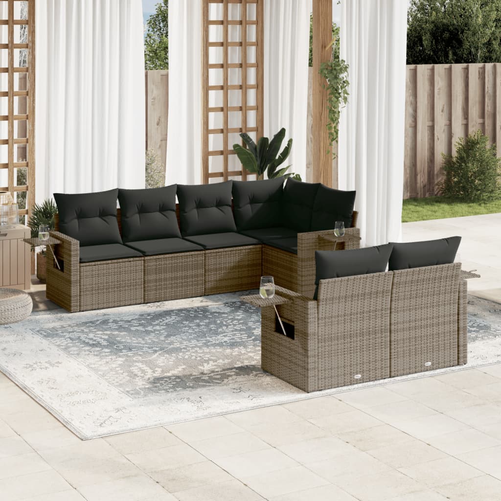 7-delige Loungeset met kussens poly rattan grijs is nu te koop bij PeponiXL, paradijselijk wonen!