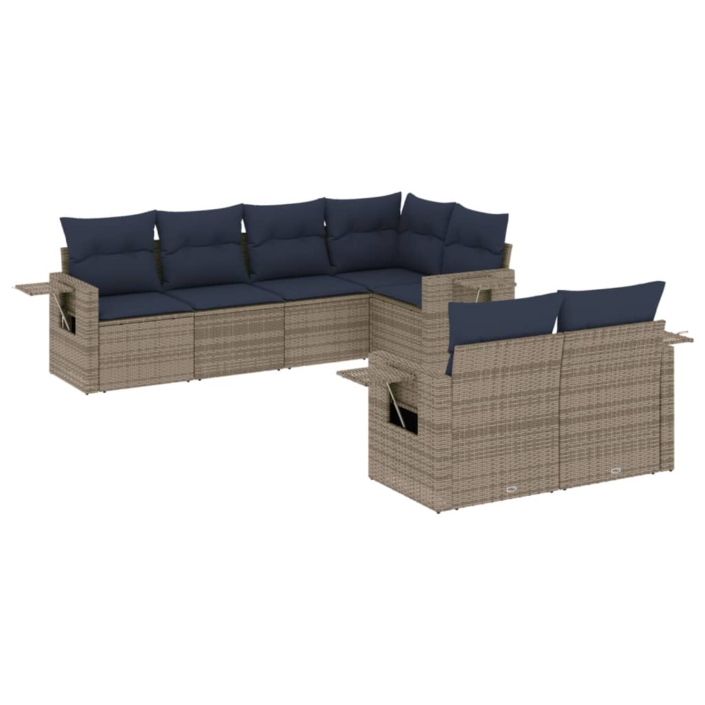 7-delige tuinbankset met kussens, grijs polyrotan is nu te koop bij PeponiXL, paradijselijk wonen!