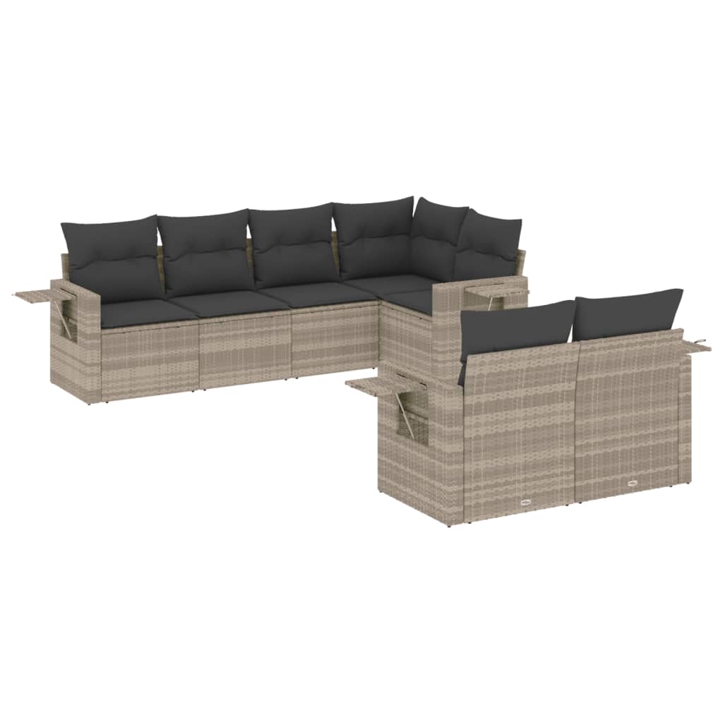 7-delige Loungeset met kussens poly rattan lichtgrijs is nu te koop bij PeponiXL, paradijselijk wonen!