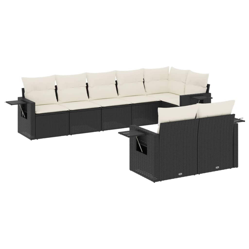 8-delige Loungeset met kussens poly rattan zwart is nu te koop bij PeponiXL, paradijselijk wonen!