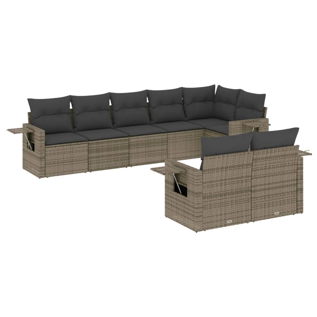 8-delige Loungeset met kussens poly rattan grijs is nu te koop bij PeponiXL, paradijselijk wonen!