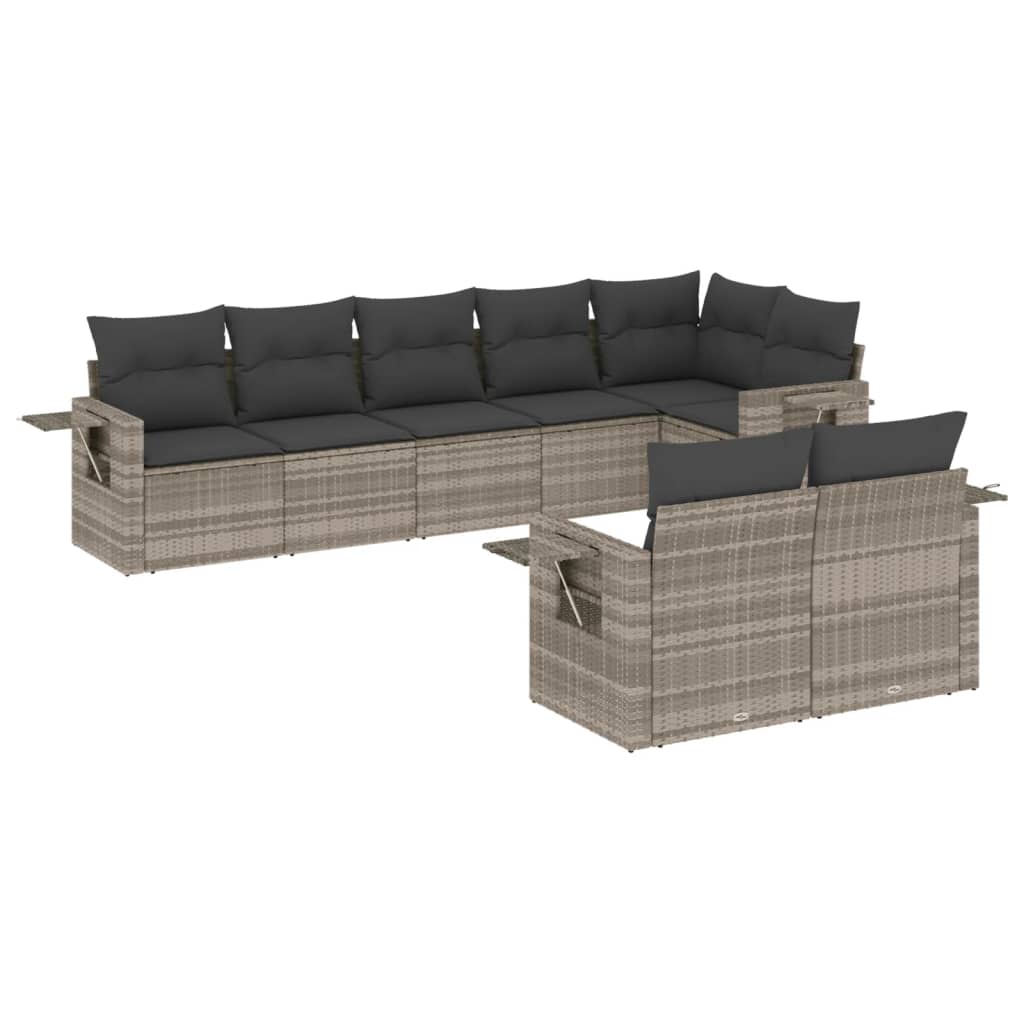 8-delige Loungeset met kussens poly rattan lichtgrijs is nu te koop bij PeponiXL, paradijselijk wonen!