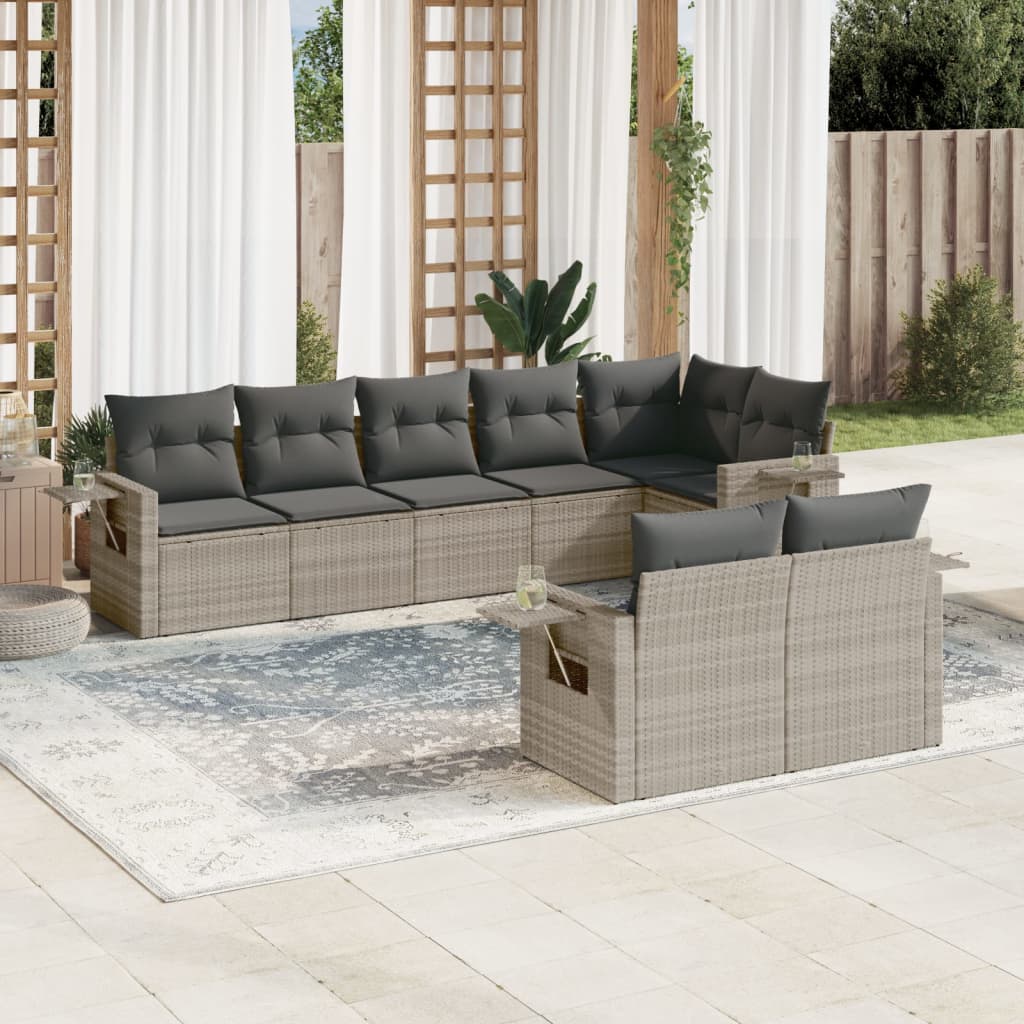 8-delige Loungeset met kussens poly rattan lichtgrijs is nu te koop bij PeponiXL, paradijselijk wonen!