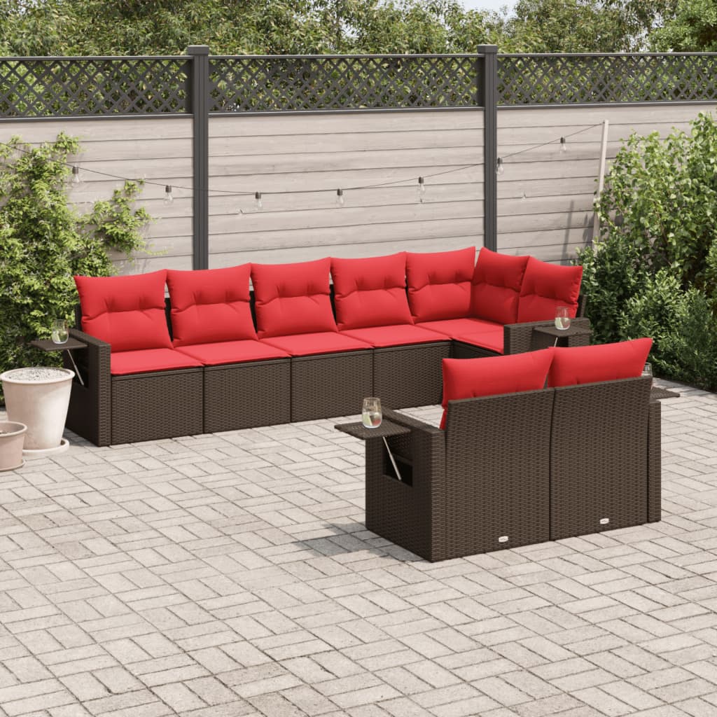 8-delige tuinbankset met kussens, bruin polyrotan is nu te koop bij PeponiXL, paradijselijk wonen!