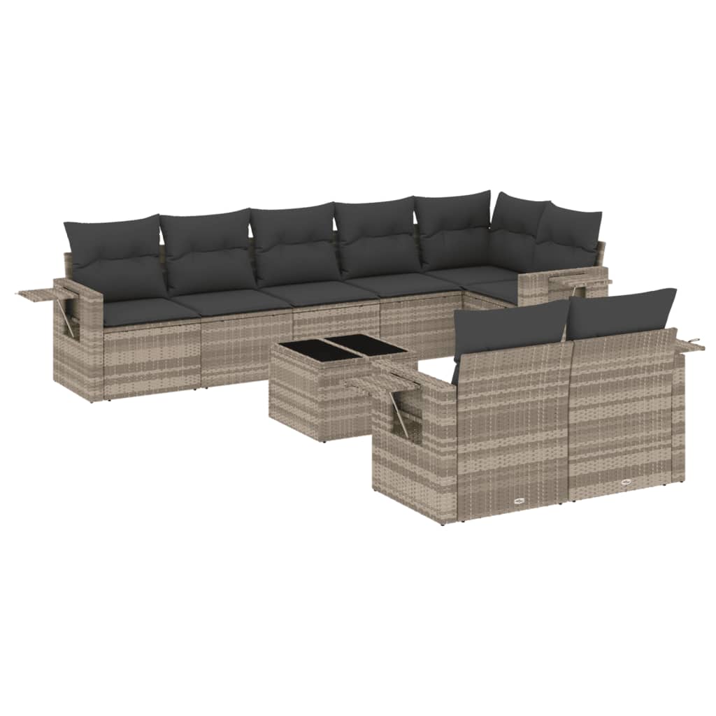 9-delige Loungeset met kussens poly rattan lichtgrijs is nu te koop bij PeponiXL, paradijselijk wonen!