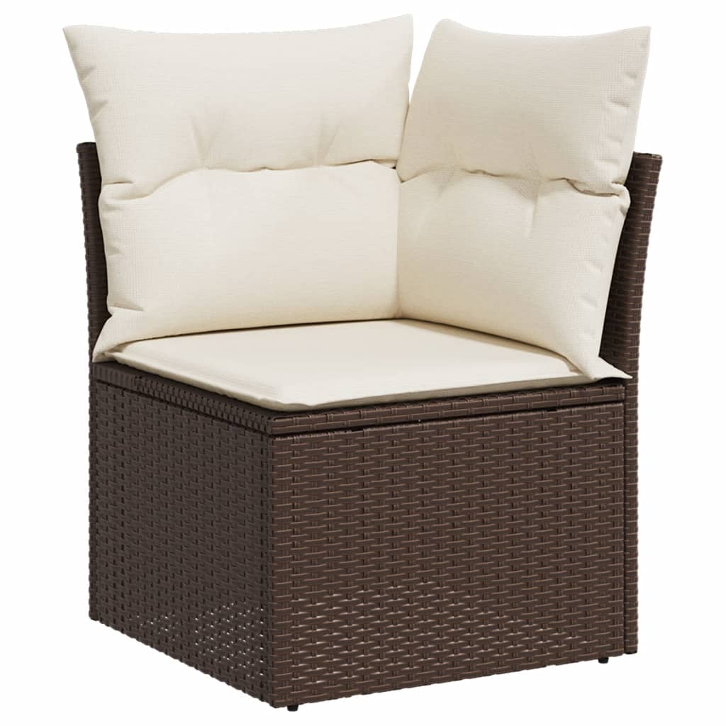 9-delige Loungeset met kussens poly rattan bruin is nu te koop bij PeponiXL, paradijselijk wonen!