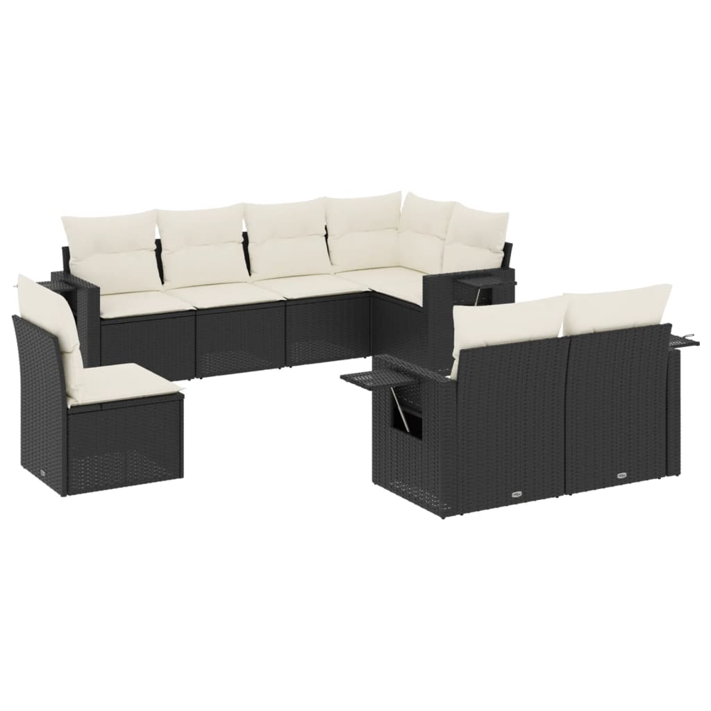 8-delige Loungeset met kussens poly rattan zwart is nu te koop bij PeponiXL, paradijselijk wonen!
