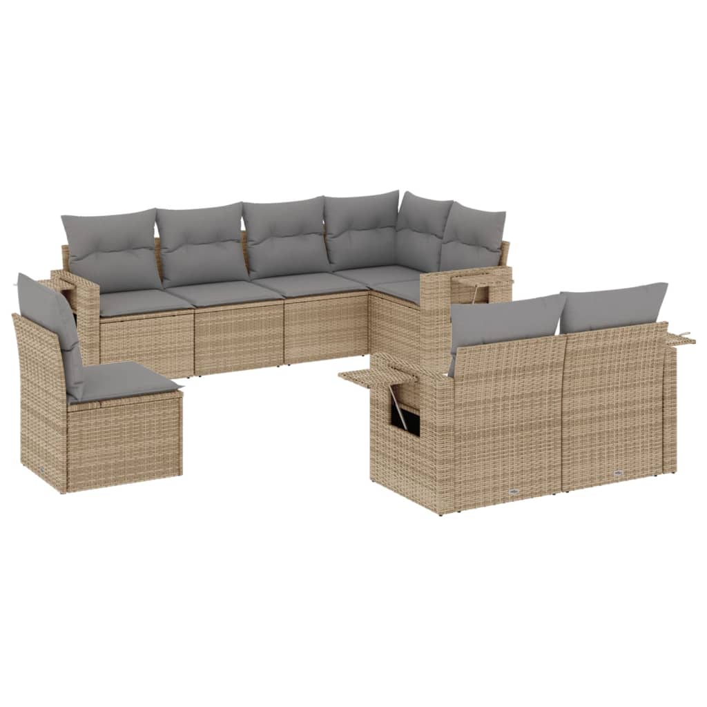 8-delige Loungeset met kussens poly rattan beige is nu te koop bij PeponiXL, paradijselijk wonen!