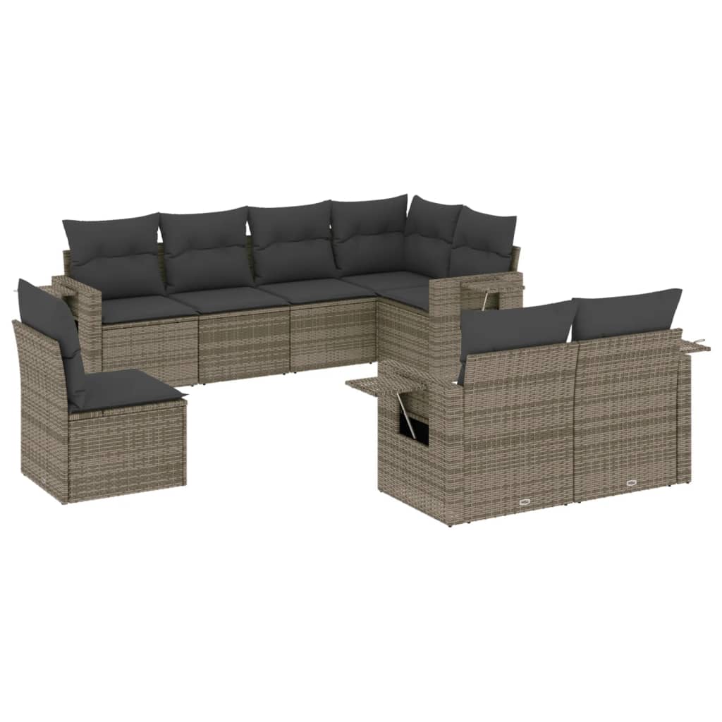 8-delige Loungeset met kussens poly rattan grijs is nu te koop bij PeponiXL, paradijselijk wonen!