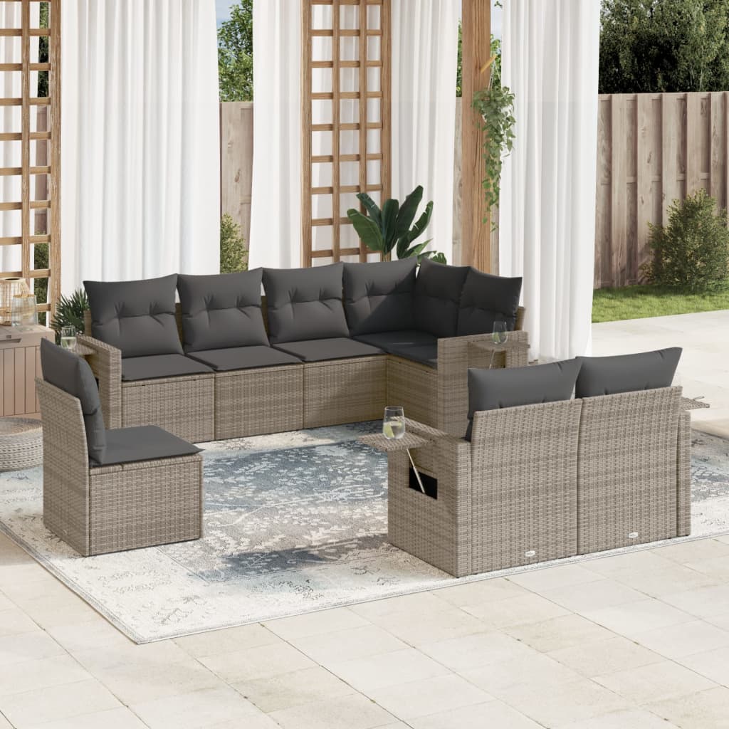 8-delige Loungeset met kussens poly rattan grijs is nu te koop bij PeponiXL, paradijselijk wonen!