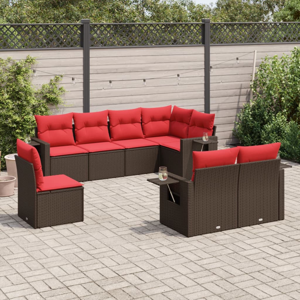 8-delige tuinbankset met kussens, bruin polyrotan is nu te koop bij PeponiXL, paradijselijk wonen!